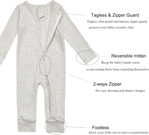 688aa2c48e5a663943e29238b1a673a8c1f42fe9d32f828904c86.jpg Aablexema Baby Cotton Fooltess Pajamas with Mitten, 3-pack Infant Romper Zip Up One Piece Jumpsuits Outfit