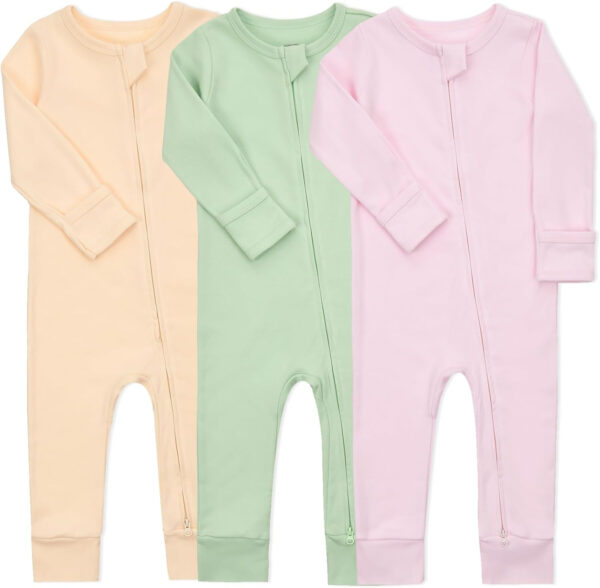 688aa2c8cc5d73ca27529a3e6716cf2a3f4450a60c4eebae9f315.jpg Aablexema Baby Cotton Fooltess Pajamas with Mitten, 3-pack Infant Romper Zip Up One Piece Jumpsuits Outfit