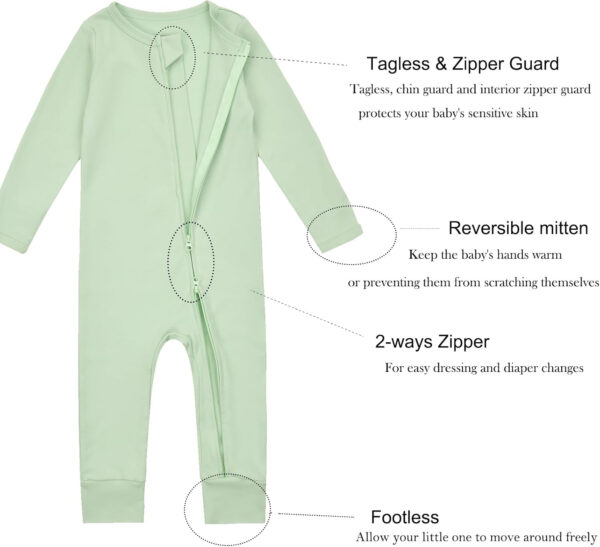 688aa2cb7d58d17b25e36bd13ec72e19850b61d564fbbd13e0c10.jpg Aablexema Baby Cotton Fooltess Pajamas with Mitten, 3-pack Infant Romper Zip Up One Piece Jumpsuits Outfit