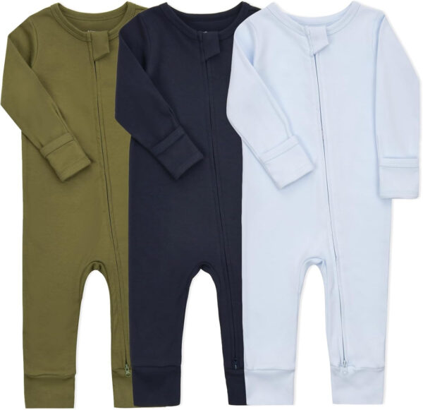 688aa2cf041eb61fd039cde3b986bdc85255c92f10aa77a60453d.jpg Aablexema Baby Cotton Fooltess Pajamas with Mitten, 3-pack Infant Romper Zip Up One Piece Jumpsuits Outfit