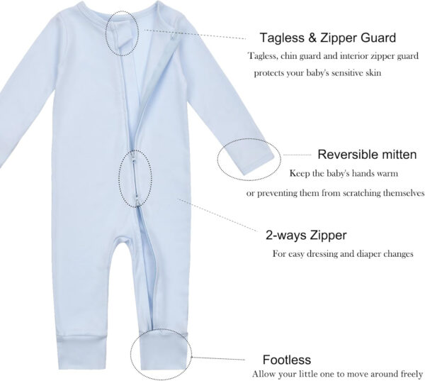 688aa2d1e618511c8dd71ab2455be37a6969759e56fc1b57f0695.jpg Aablexema Baby Cotton Fooltess Pajamas with Mitten, 3-pack Infant Romper Zip Up One Piece Jumpsuits Outfit