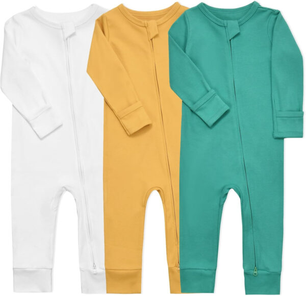688aa2d7134e3dfd788cbe3fdc23eee3f6520f4a5e19b143972c9.jpg Aablexema Baby Cotton Fooltess Pajamas with Mitten, 3-pack Infant Romper Zip Up One Piece Jumpsuits Outfit