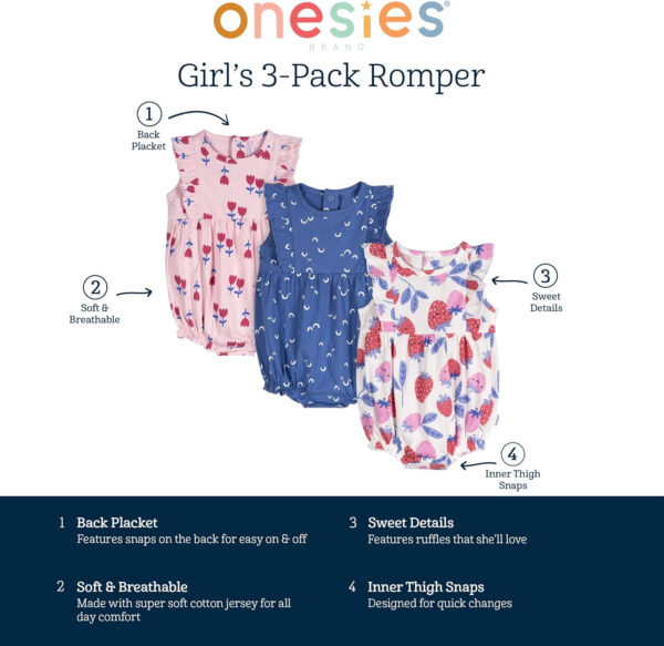 Onesies Brand baby-girls 3-pack Romper
