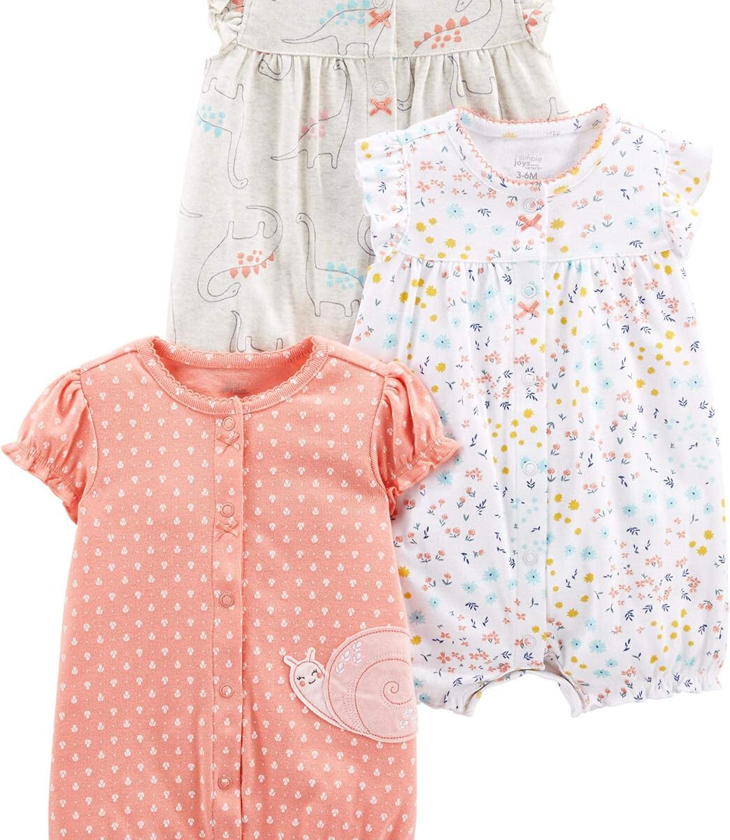 Simple Joys by Carter's baby-girls 3-pack Snap-up Rompers