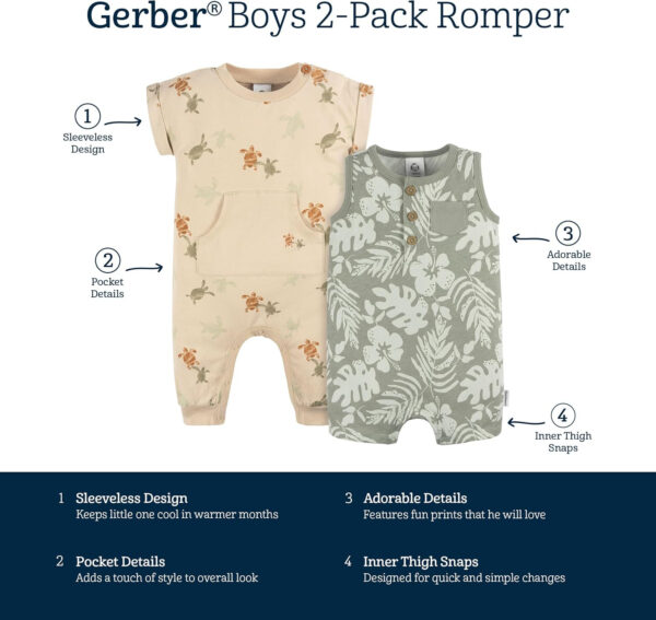 Gerber baby-boys Short Leg and Long Leg Romper Set