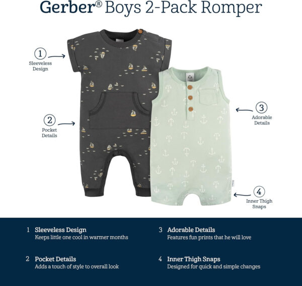Gerber baby-boys Short Leg and Long Leg Romper Set