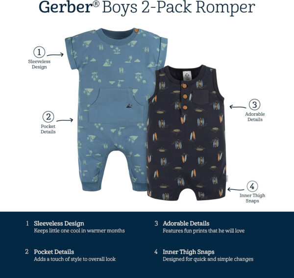 Gerber baby-boys Short Leg and Long Leg Romper Set