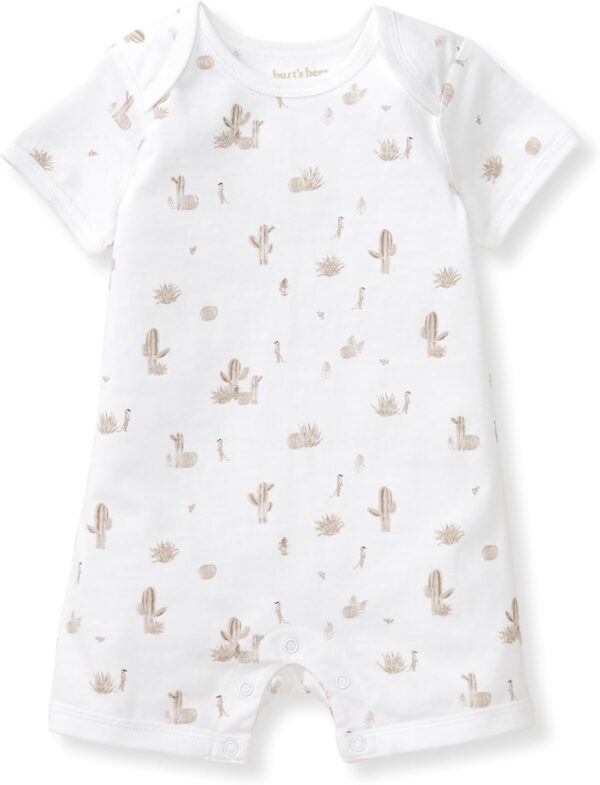 Burt's Bees Baby baby-boys Short Sleeve Rompers, 100% Organic Cotton One-piece Coverall and Layette Set
