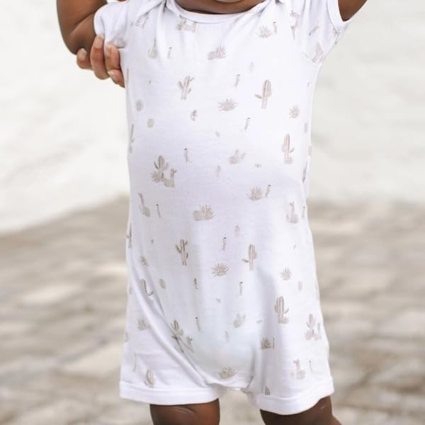 Burt's Bees Baby baby-boys Short Sleeve Rompers, 100% Organic Cotton One-piece Coverall and Layette Set