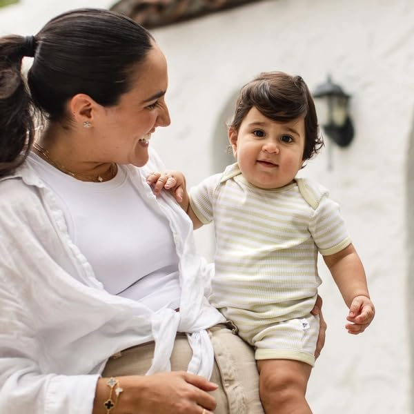 Burt's Bees Baby baby-boys Short Sleeve Rompers, 100% Organic Cotton One-piece Coverall and Layette Set