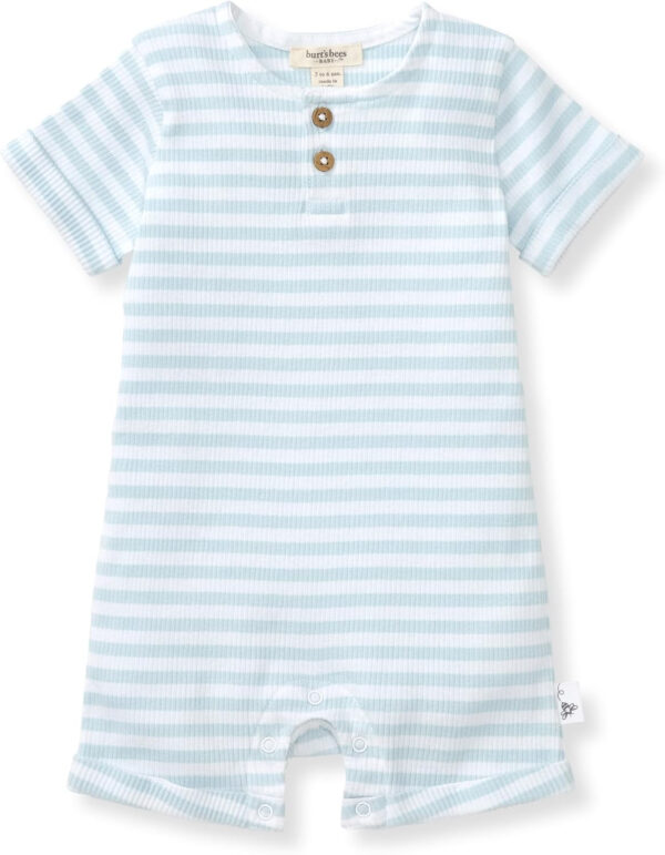 Burt's Bees Baby baby-boys Short Sleeve Rompers, 100% Organic Cotton One-piece Coverall and Layette Set