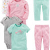 Simple Joys by Carter's baby-girls 6-piece Bodysuits (Short and Long Sleeve) and Pants Set