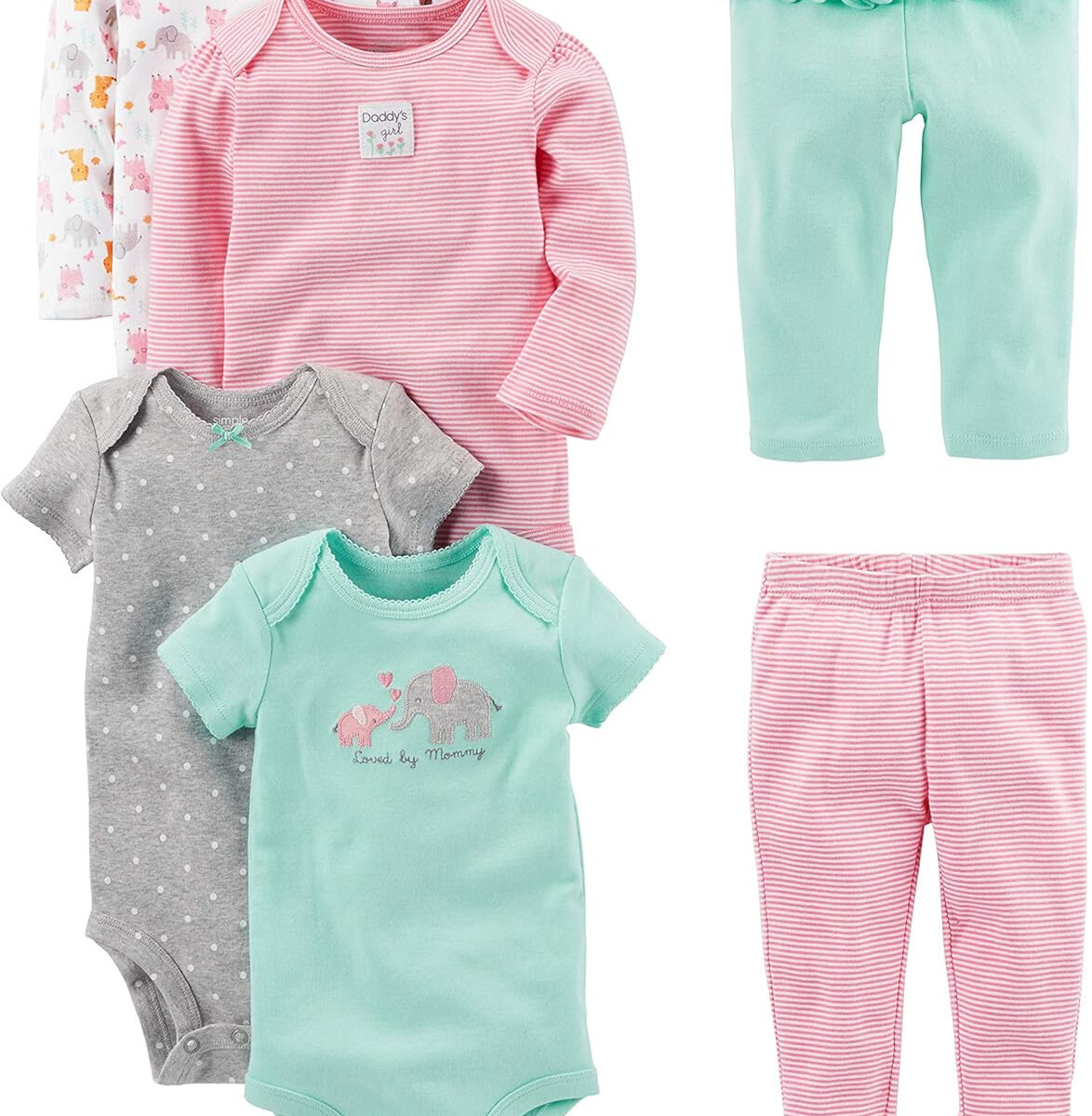 Simple Joys by Carter's baby-girls 6-piece Bodysuits (Short and Long Sleeve) and Pants Set