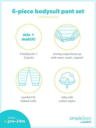 Simple Joys by Carter's baby-girls 6-piece Bodysuits (Short and Long Sleeve) and Pants Set