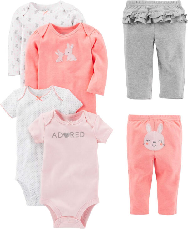 Simple Joys by Carter's baby-girls 6-piece Bodysuits (Short and Long Sleeve) and Pants Set