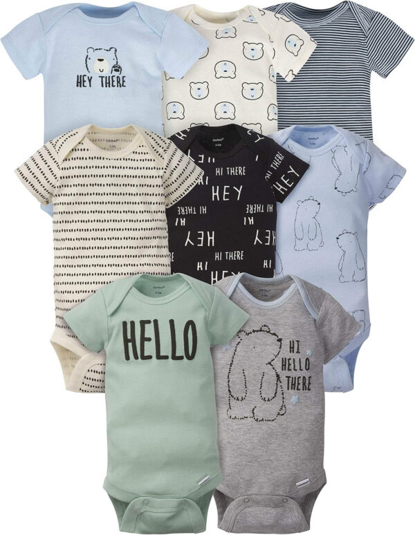 Gerber Baby Boys' 8-Pack Short Sleeve Onesies Bodysuits