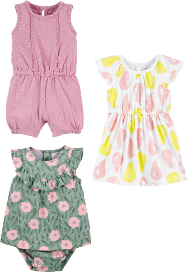 Simple Joys by Carter's baby-girls 3-pack Romper, Sunsuit and Dress