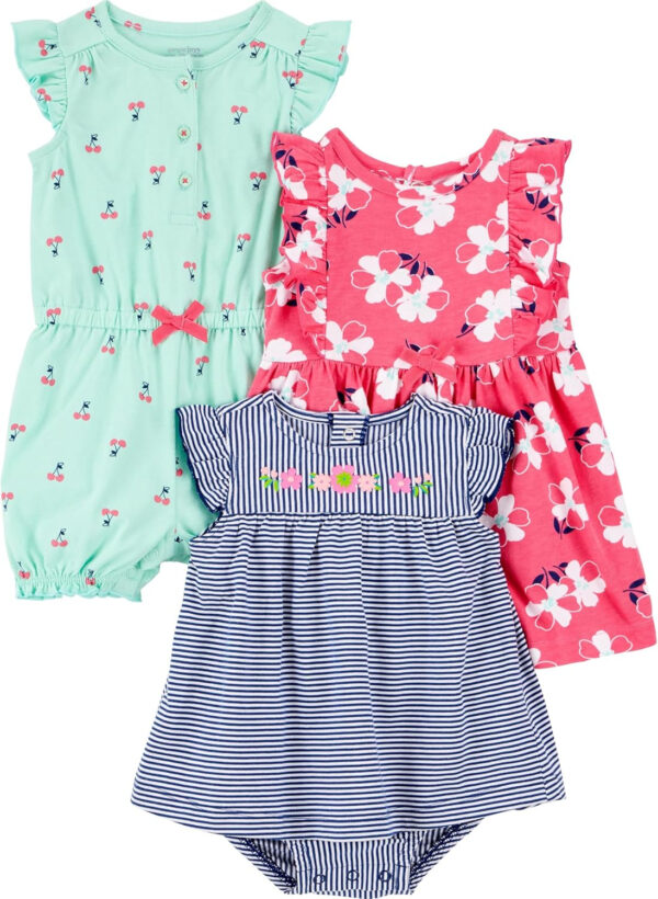 Simple Joys by Carter's baby-girls 3-pack Romper, Sunsuit and Dress