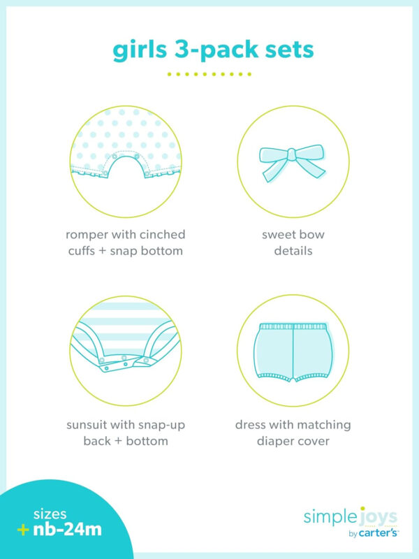 Simple Joys by Carter's baby-girls 3-pack Romper, Sunsuit and Dress