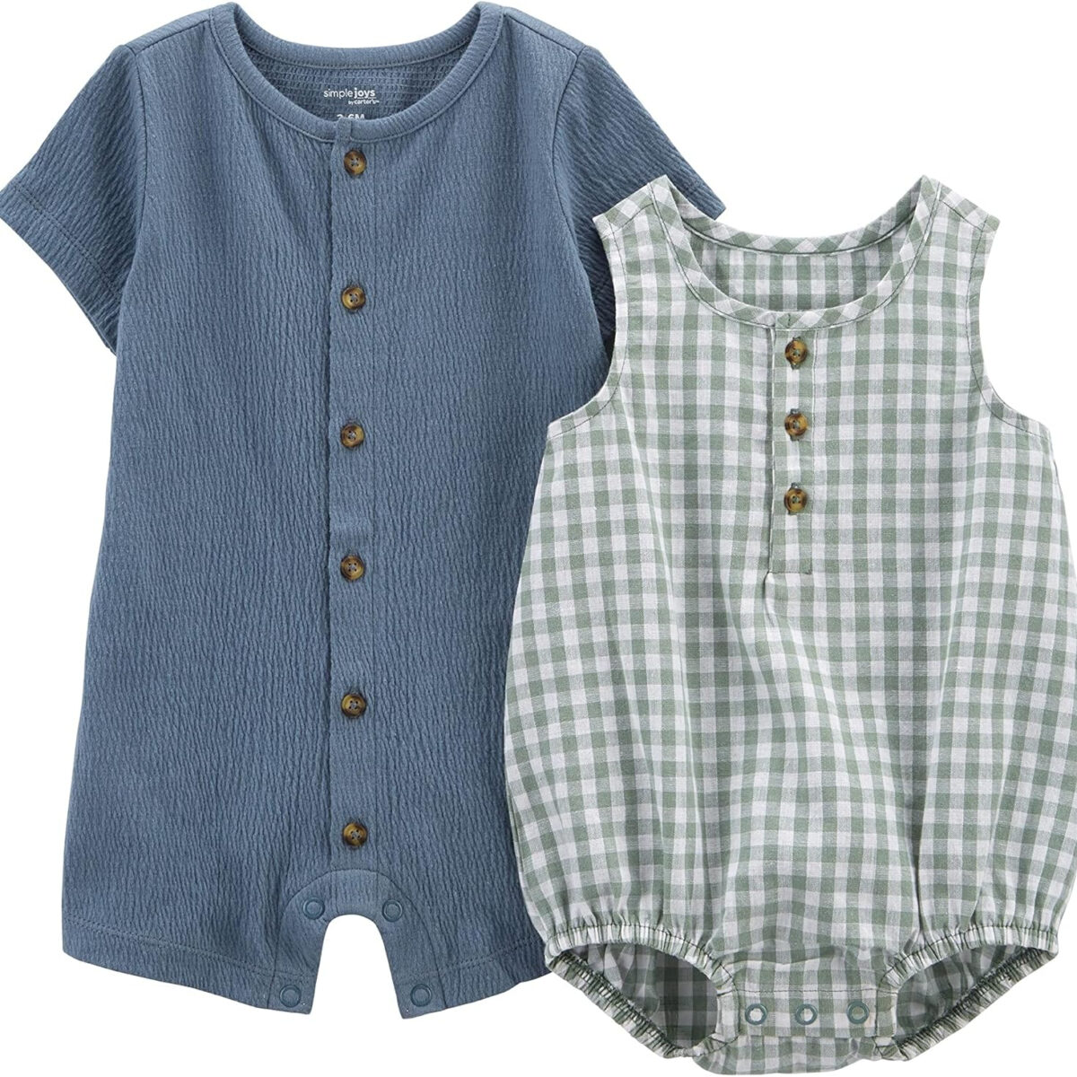 Simple Joys by Carter's baby-boys Button Rompers, Pack of 2