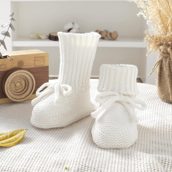 688ad66755273a96f8567aae79db2559a5730f44b5bba5ef16d8b.jpg Hadetoto Baby Booties Newborn First Walkers Cozy Shoes Warm Knit Soft Booties for Toddler Infant Boy Girl