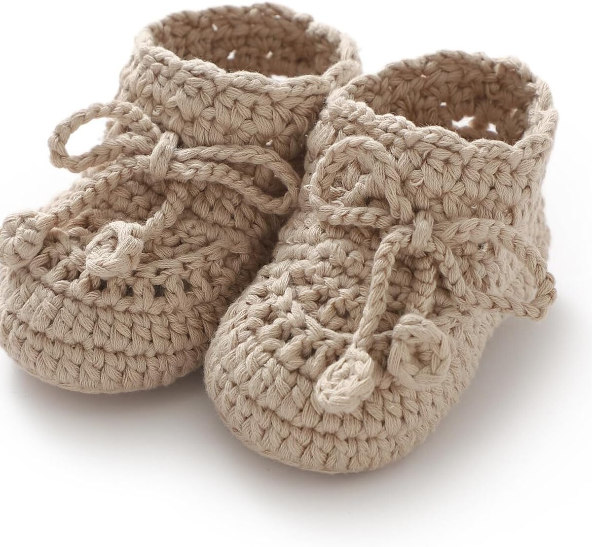 Hadetoto Baby Booties Hand Crochet Knit Cotton Bootie Soft Cozy Warm Socks Shoes Newborn First Walkers for Infant Boy Girl