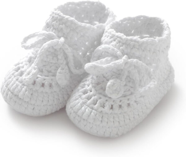 Hadetoto Baby Booties Hand Crochet Knit Cotton Bootie Soft Cozy Warm Socks Shoes Newborn First Walkers for Infant Boy Girl