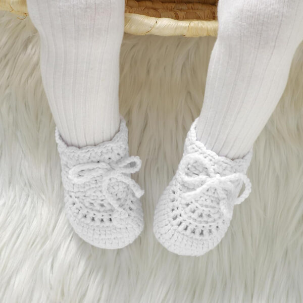 Hadetoto Baby Booties Hand Crochet Knit Cotton Bootie Soft Cozy Warm Socks Shoes Newborn First Walkers for Infant Boy Girl