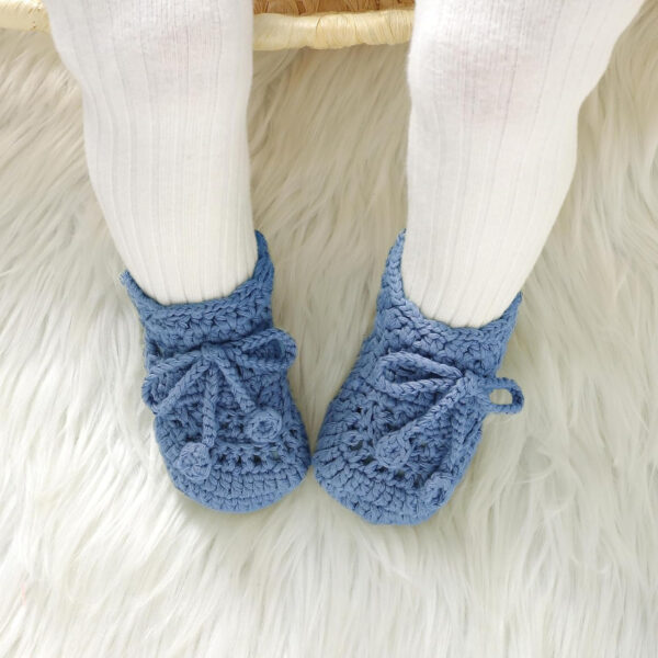 Hadetoto Baby Booties Hand Crochet Knit Cotton Bootie Soft Cozy Warm Socks Shoes Newborn First Walkers for Infant Boy Girl