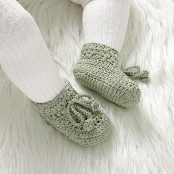 Hadetoto Baby Booties Hand Crochet Knit Cotton Bootie Soft Cozy Warm Socks Shoes Newborn First Walkers for Infant Boy Girl