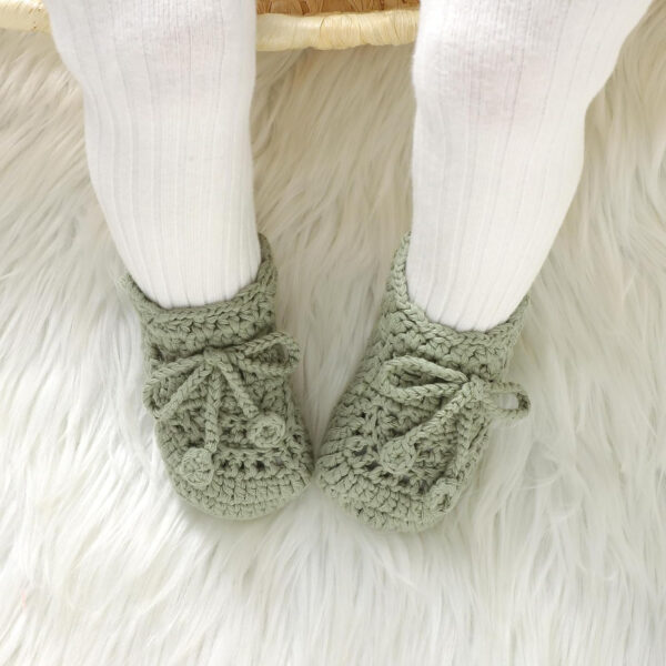 Hadetoto Baby Booties Hand Crochet Knit Cotton Bootie Soft Cozy Warm Socks Shoes Newborn First Walkers for Infant Boy Girl
