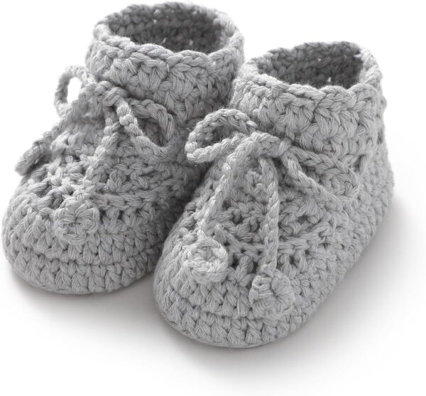 Hadetoto Baby Booties Hand Crochet Knit Cotton Bootie Soft Cozy Warm Socks Shoes Newborn First Walkers for Infant Boy Girl