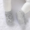 Hadetoto Baby Booties Hand Crochet Knit Cotton Bootie Soft Cozy Warm Socks Shoes Newborn First Walkers for Infant Boy Girl