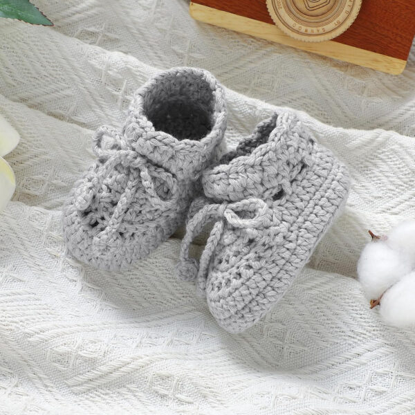 Hadetoto Baby Booties Hand Crochet Knit Cotton Bootie Soft Cozy Warm Socks Shoes Newborn First Walkers for Infant Boy Girl