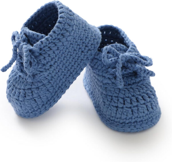 Hadetoto Baby Booties Newborn Cotton Knit Shoes Hand Crochet Soft First Walking Cozy Sneaker for Infant Boys Girls