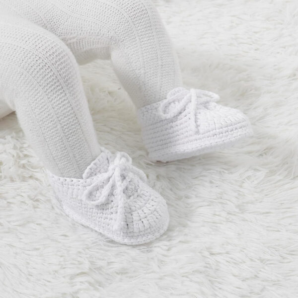 Hadetoto Baby Booties Newborn Cotton Knit Shoes Hand Crochet Soft First Walking Cozy Sneaker for Infant Boys Girls