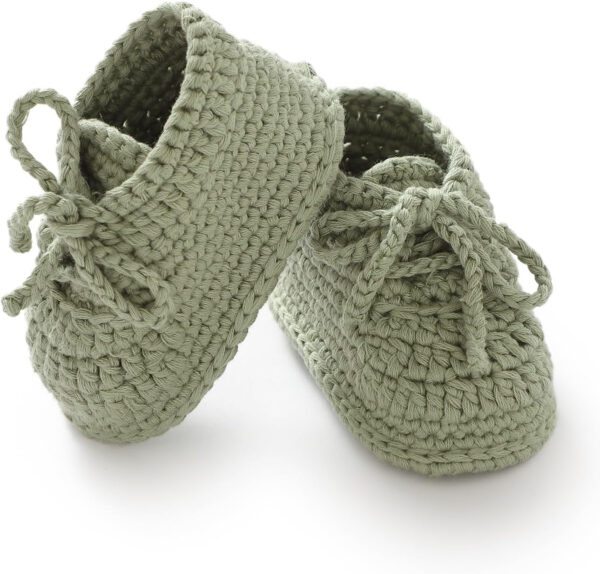 Hadetoto Baby Booties Newborn Cotton Knit Shoes Hand Crochet Soft First Walking Cozy Sneaker for Infant Boys Girls