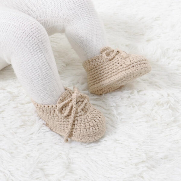 Hadetoto Baby Booties Newborn Cotton Knit Shoes Hand Crochet Soft First Walking Cozy Sneaker for Infant Boys Girls