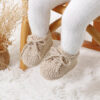 Hadetoto Baby Booties Newborn Cotton Knit Shoes Hand Crochet Soft First Walking Cozy Sneaker for Infant Boys Girls