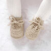 Hadetoto Baby Booties Newborn Cotton Knit Shoes Hand Crochet Soft First Walking Cozy Sneaker for Infant Boys Girls