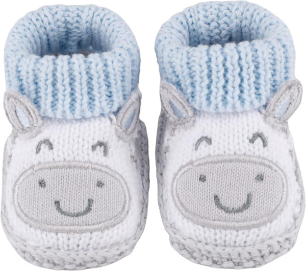 Newborn Knit Booties Soft Baby Sock Boots for Infant Boys Girls First Walkers 2 Pairs, 0-3 Months