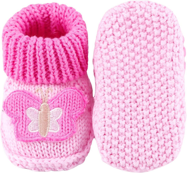 Newborn Knit Booties Soft Baby Sock Boots for Infant Boys Girls First Walkers 2 Pairs, 0-3 Months
