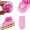 Newborn Knit Booties Soft Baby Sock Boots for Infant Boys Girls First Walkers 2 Pairs, 0-3 Months