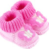 Newborn Knit Booties Soft Baby Sock Boots for Infant Boys Girls First Walkers 2 Pairs, 0-3 Months