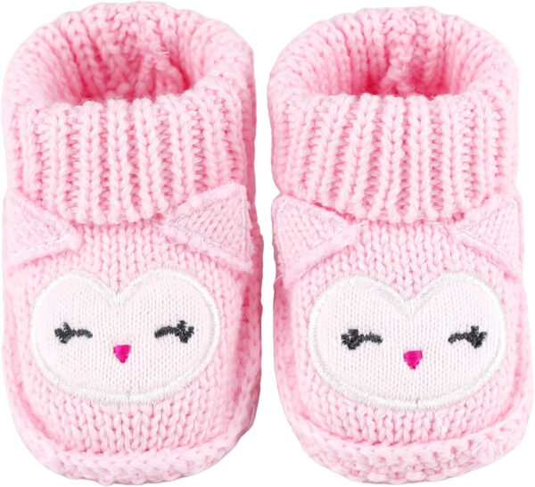 Newborn Knit Booties Soft Baby Sock Boots for Infant Boys Girls First Walkers 2 Pairs, 0-3 Months