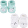 Newborn Knit Booties Soft Baby Sock Boots for Infant Boys Girls First Walkers 2 Pairs, 0-3 Months