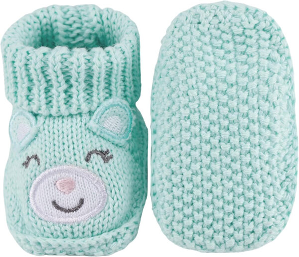Newborn Knit Booties Soft Baby Sock Boots for Infant Boys Girls First Walkers 2 Pairs, 0-3 Months
