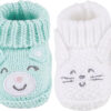 Newborn Knit Booties Soft Baby Sock Boots for Infant Boys Girls First Walkers 2 Pairs, 0-3 Months