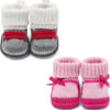 Newborn Knit Booties Soft Baby Sock Boots for Infant Boys Girls First Walkers 2 Pairs, 0-3 Months