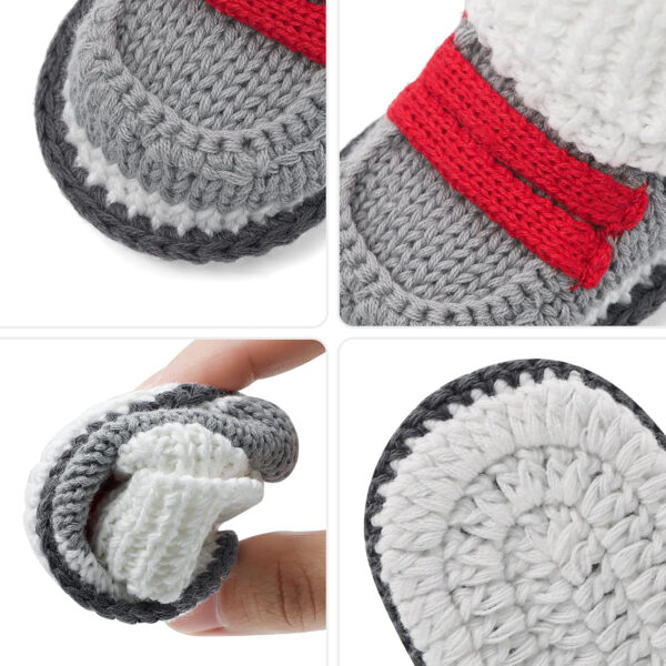 Newborn Knit Booties Soft Baby Sock Boots for Infant Boys Girls First Walkers 2 Pairs, 0-3 Months